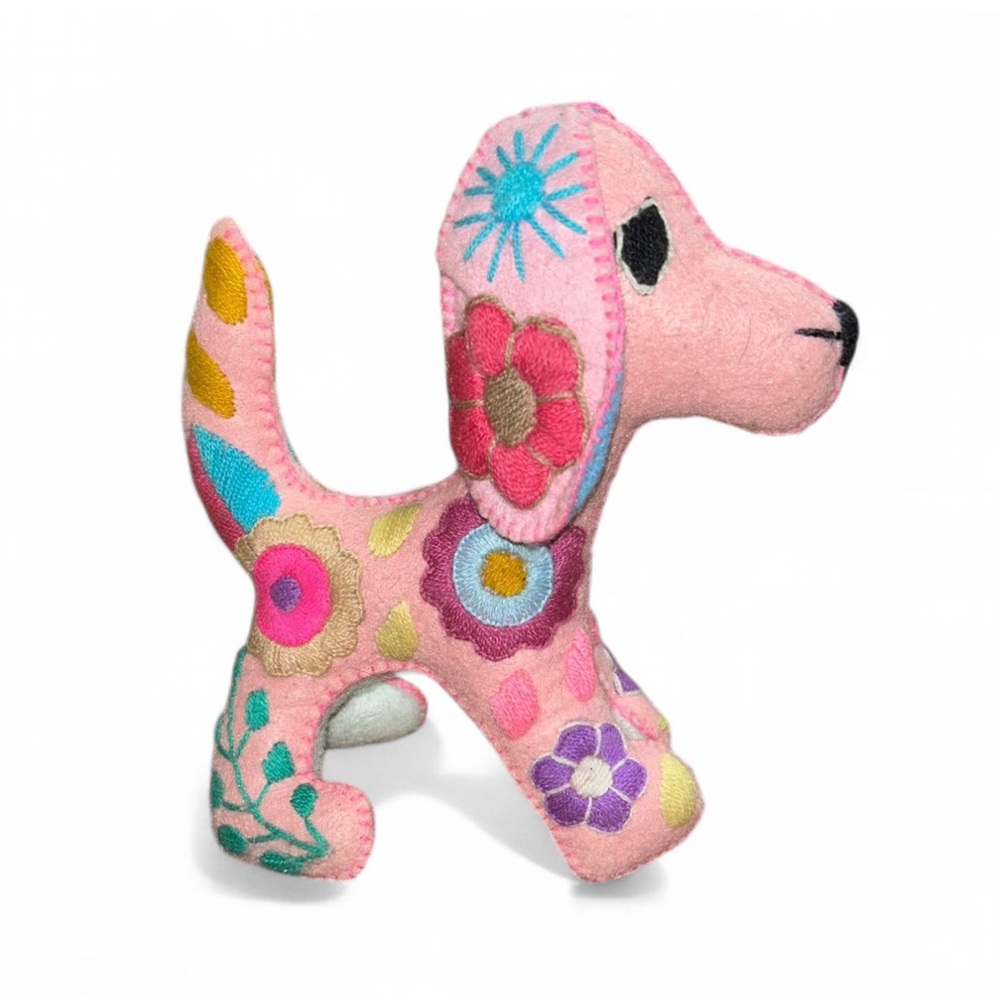 Colorful Embroidered Dog Plush
